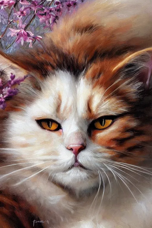 Prompt: museum painting, close - up, fluffy bengali cat, sharp focus, highly detailed, digital art, oil painting, masterpiece, by alicia rius, artgerm, by greg rutkowski, by mucha, by kinkade