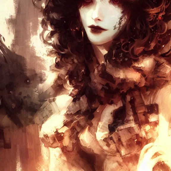 Image similar to christina hendricks!!! goth, tankoban, 4 k, tone mapping, akihiko yoshida, james jean andrei riabovitchev marc simonetti, yoshitaka amano, long hair, curly, h. hydrochaeri