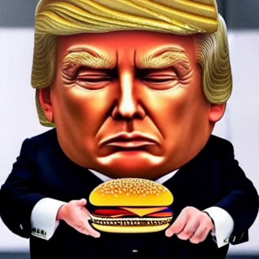 Image similar to Donald Trump with a burger for a head