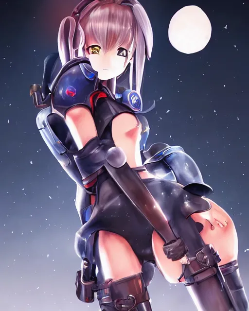 Image similar to full body portrait of anime girl in mechanic armor in night tokyo by makoto sinkai, perfect face, fine details