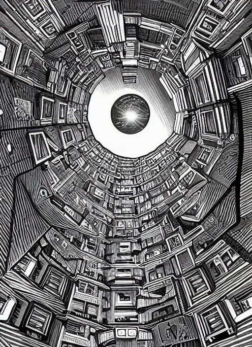 Image similar to portal in space, mc escher art