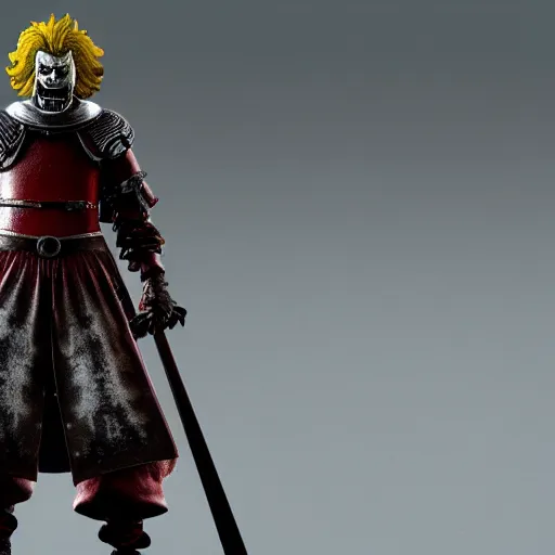 Prompt: ronald mcdonald as eldenring boss. fromsoftware, dark souls, eldenring, screenshot, extremely detailed, insanely detailed, realistic, zbrush, horror, bloodbourne