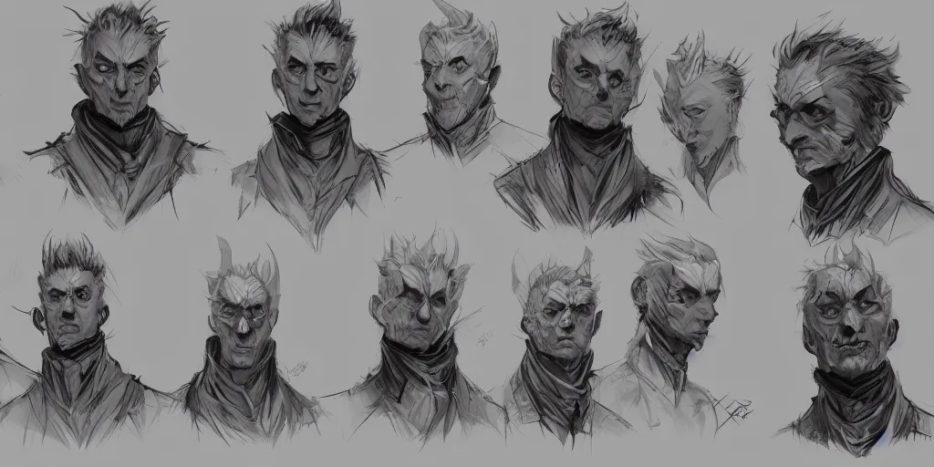 Prompt: arcane character face study, character sheet, concept design, contrast, kim jung gi, greg rutkowski, zabrocki, karlkka, jayison devadas, trending on artstation, 8 k, ultra wide angle, pincushion lens effect