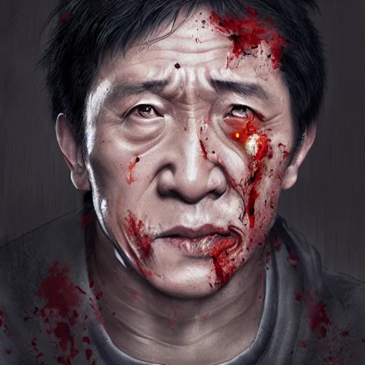 Prompt: a portrait of a zombie Jackie Chan, by WLOP, detailed, realistic, trending on artstation