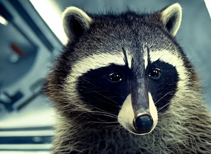 Image similar to film still of Rocket Racoon in Interstellar, 4k