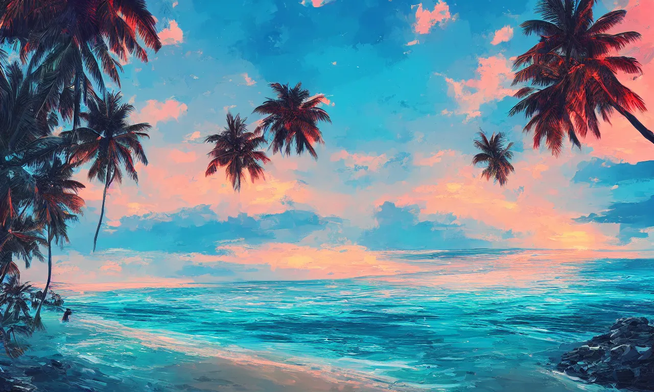 Image similar to paradise beach by alena aenami artworks in 4 k