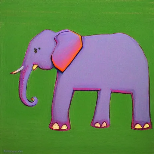 Prompt: an elephant on a green meadow art by Groening Matt