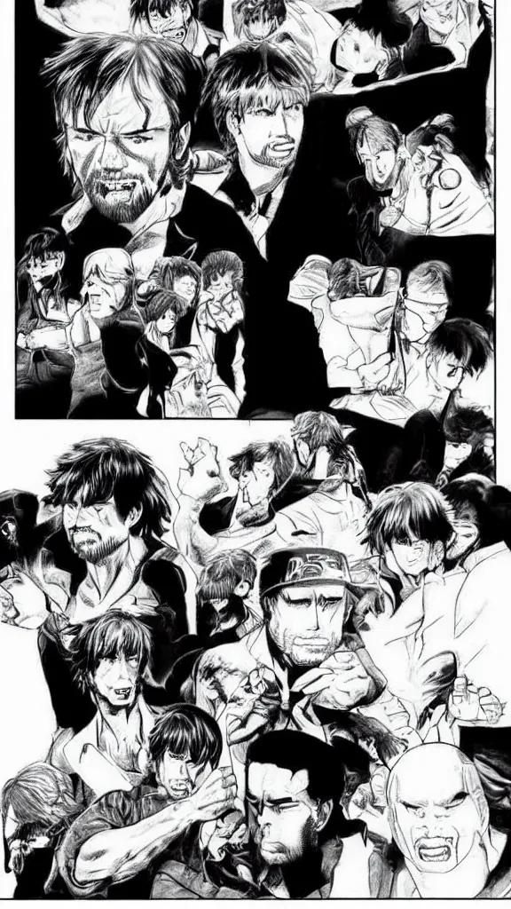 Prompt: Chuck Norris appears in the manga Baki by Keisuke Itagaki