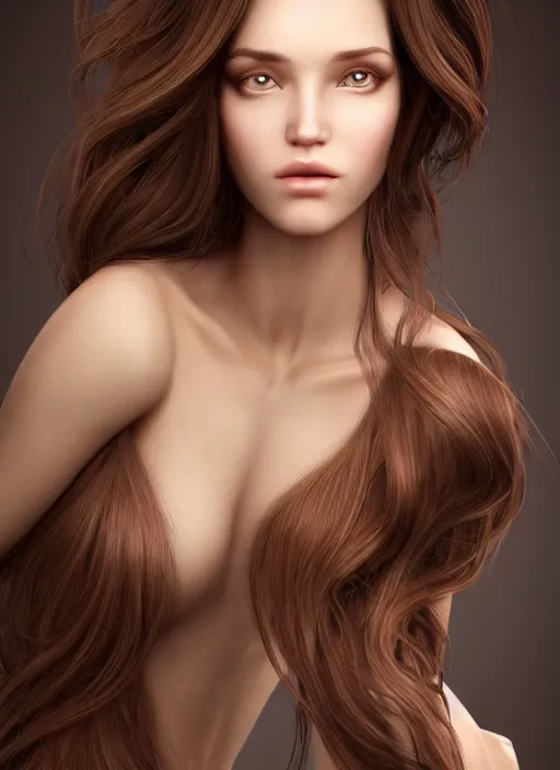 Image similar to a gorgeous female with long brown, hair photo by tim walker, realistic, full body shot, wide angle, sharp focus, 8 k high definition, insanely detailed, intricate, elegant, art by stanley lau and artgerm, floating embers