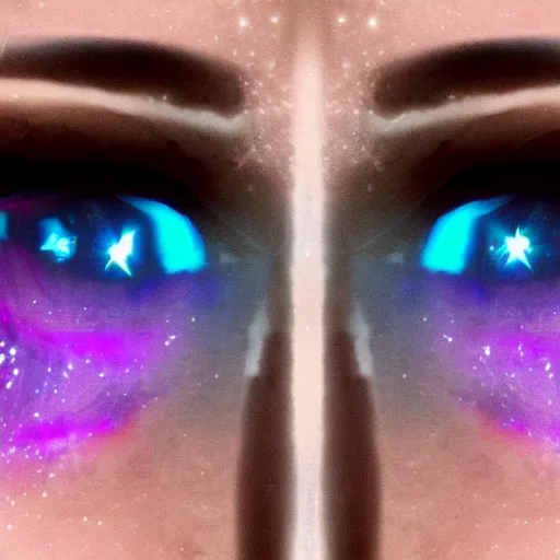 Prompt: galaxy dead eyes glow up close