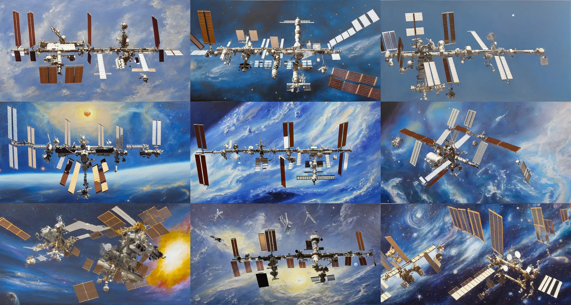 Prompt: An oil painting of the International Space Station