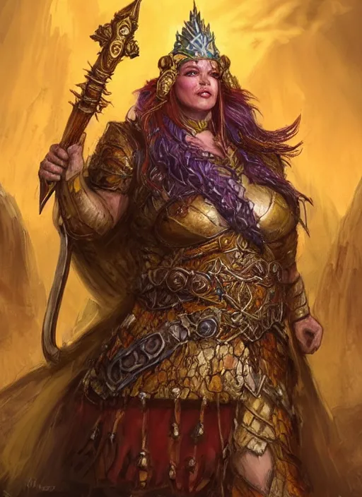 Prompt: dwarven queen wearing a crown, ultra detailed fantasy, dndbeyond, bright, colourful, realistic, dnd character portrait, full body, pathfinder, pinterest, art by ralph horsley, dnd, rpg, lotr game design fanart by concept art, behance hd, artstation, deviantart, hdr render in unreal engine 5