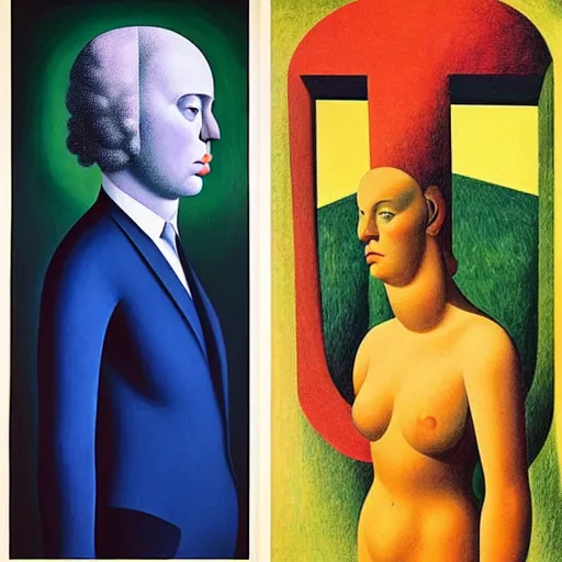 Image similar to figurative avant garde post - morden monumental dynamic interior portrait by magritte and edward hopper, inspired by william blake and gaugin, illusion surreal art, highly conceptual figurative art, intricate detailed illustration, controversial poster art