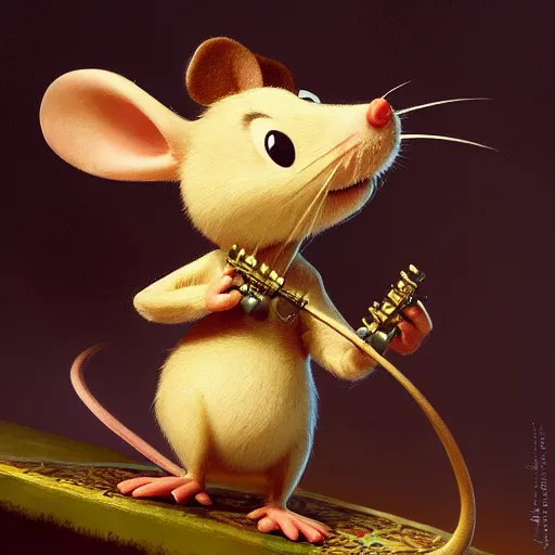 Prompt: An adorable whimsical mouse conducting an orchestra, highly detailed, digital painting, artstation, concept art, smooth, sharp focus, studio light, by Pixar and Disney and Justin Gerard,