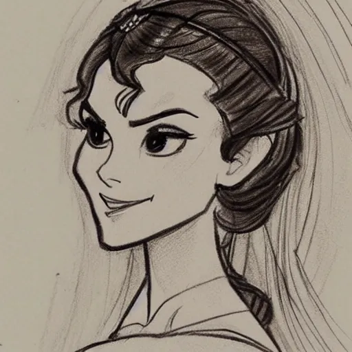 Image similar to milt kahl sketch of victoria justice as princess padme from star wars episode 3