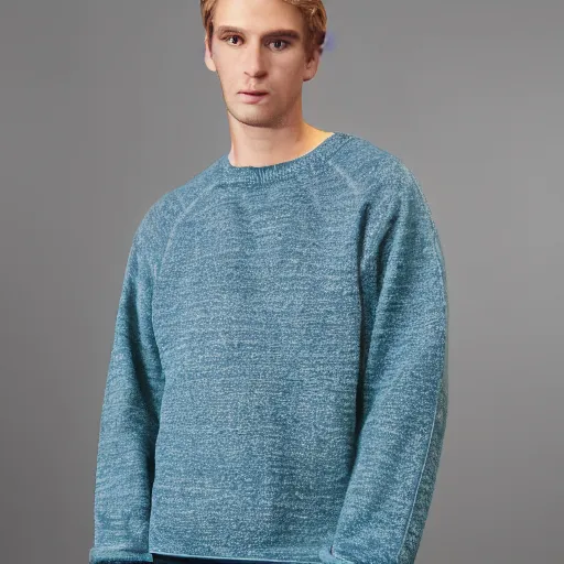 Prompt: woollen sweatshirt, lose knit, with the hulk crotched on the front, oversized, loose threads