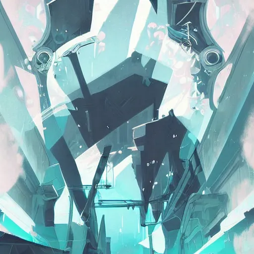 Prompt: teal and white colors. Alleyway in style of cytus and deemo, mysterious vibes, set in half-life 2, beautiful with eerie vibes, very inspirational, very stylish, surrealistic, perfect digital art, mystical journey in strange world, bastion game