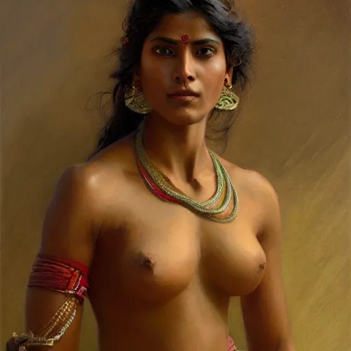 Image similar to a fit indian woman. highly detailed painting by gaston bussiere, craig mullins, j. c. leyendecker 8 k