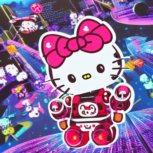 Hello Kitty Abstract Art HD Wallpaper by robokoboto