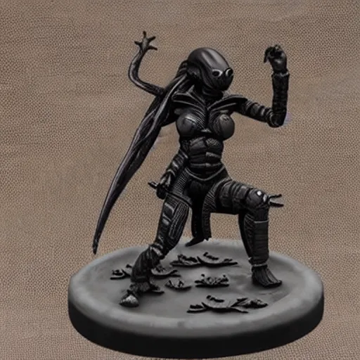 Prompt: ||80mm resin detailed miniature of a Alien || fight against ||a Female warrior||, Product Introduction Photos