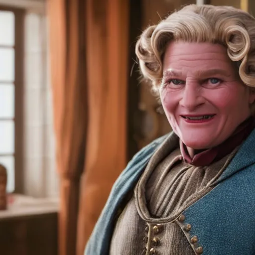 Image similar to A movie still of Captain Simcoe (Turn) as Mrs Doubtfire, dynamic lighting, smiling, 8k, 2022 picture of the year