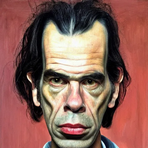 Image similar to high quality high detail painting by lucian freud, hd, dead nick cave