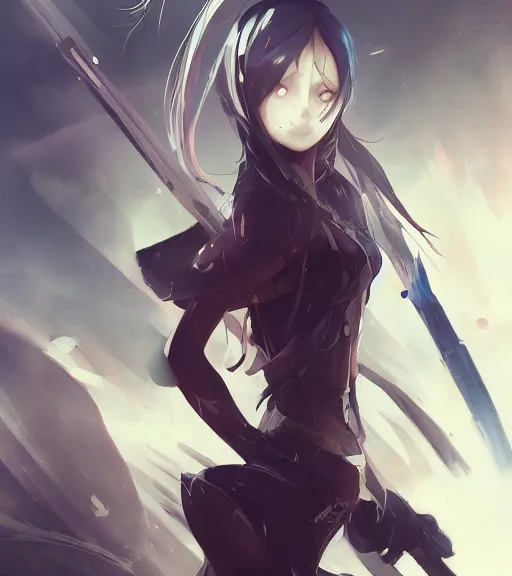 AI Art: Anime girl with a sword by @Dark07