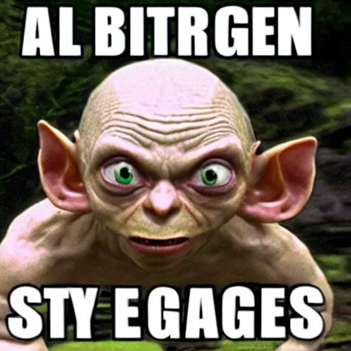 Prompt: gollum rageface meme