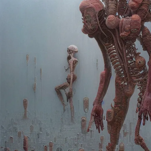 Image similar to paul blart flesh mall, highly detailed, environment art, body horror, biopunk, by zdzisław beksinski, peter gric, marco mazzoni