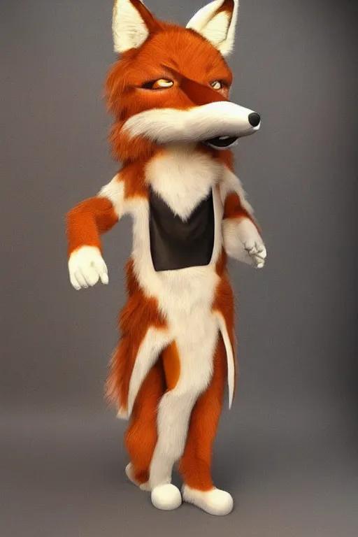 Image similar to an anthropomorphic fox, fursuit!!!!, cosplay