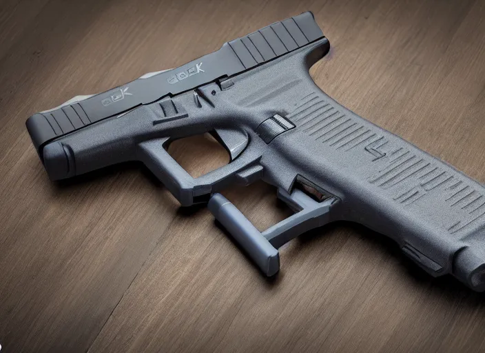 Image similar to A long shot Octane render of a Glock 18, 4k, ultra HD