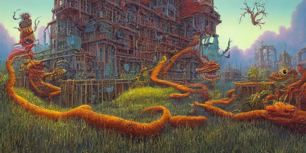 Image similar to a beautiful and highly detailed painting of an aaahh!!! Real Monsters apothecary by James Gurney and beeple | Unreal Engine: .4 | establishing shot | graphic novel, illustration: .5 | Tim White: .2