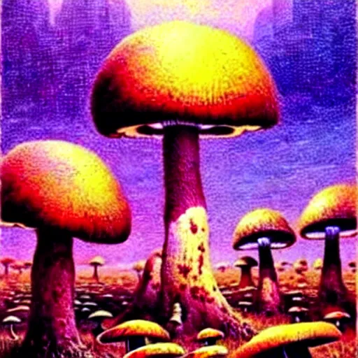 Image similar to amazing mushroom landscape by bruce pennington,