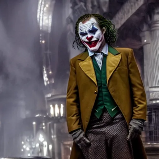 Image similar to stunning awe inspiring ( robin williams ) as the joker 8 k hdr movie still atmospheric lighting