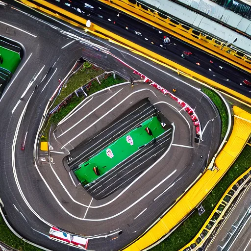 Prompt: top view of a race track inside 256m square area