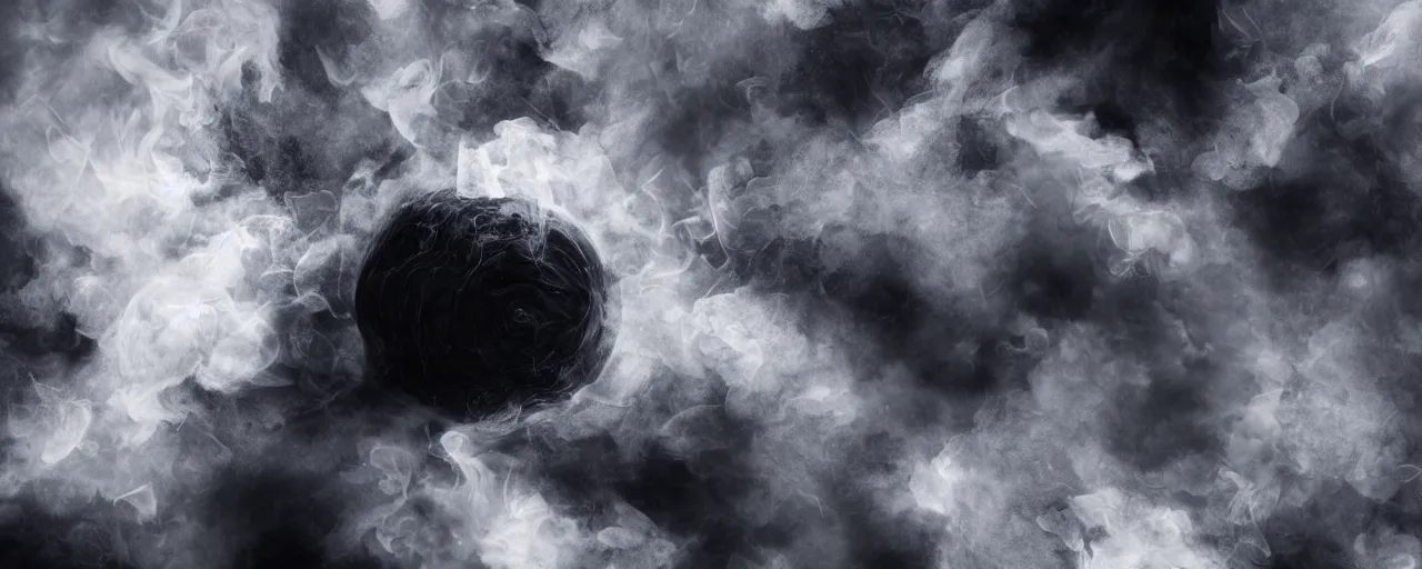 Prompt: ” swirling smoke against a black backdrop, [ cinematic, detailed, epic, widescreen, opening, establishing, mattepainting, photorealistic, realistic textures, octane render ] ”