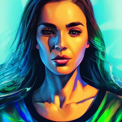 Image similar to electric woman, cute - fine - face, pretty face, oil slick hair, realistic shaded perfect face, extremely fine details, realistic shaded lighting, dynamic background, by alena aenami