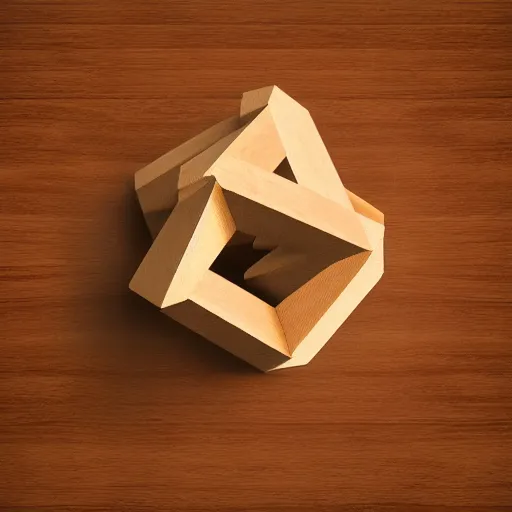 Image similar to 3 d render of a wooden cube on a marble table