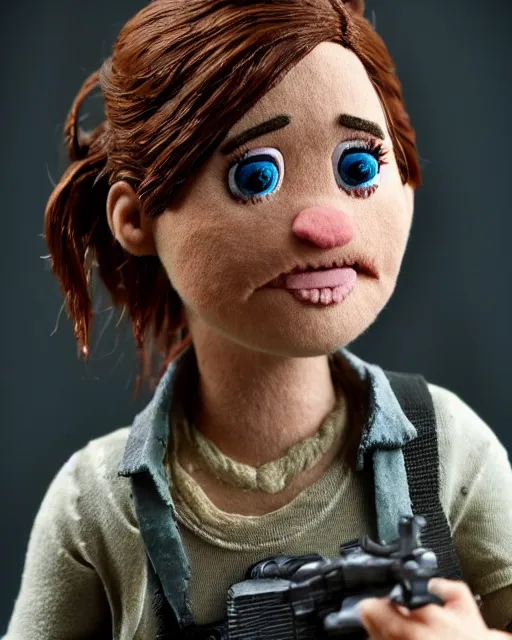 Prompt: abby from the last of us as a muppet. highly detailed felt. hyper real photo. 4 k.
