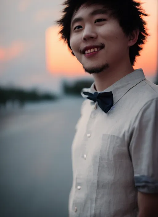 Image similar to photo of deku, 35mm, f/1.4, Golden Hour light, ,