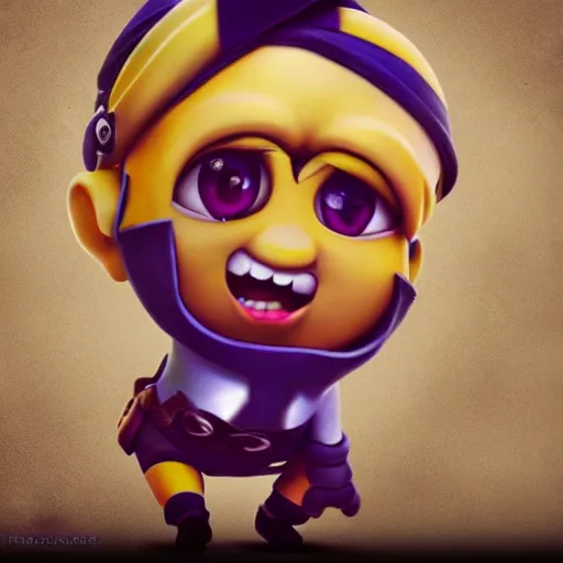 Prompt: tristana from league of legends combined with a minion from despicable me, character design, highly rated on artstation