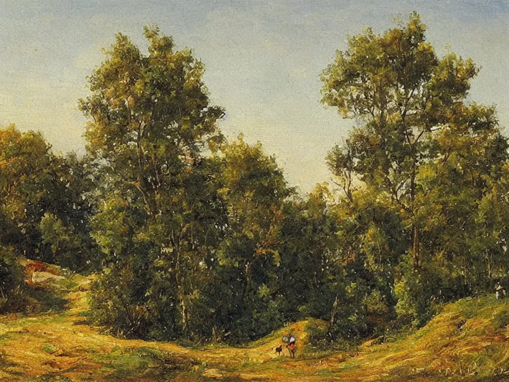 Prompt: scene with character in a landscape. painting by albin brunovsky