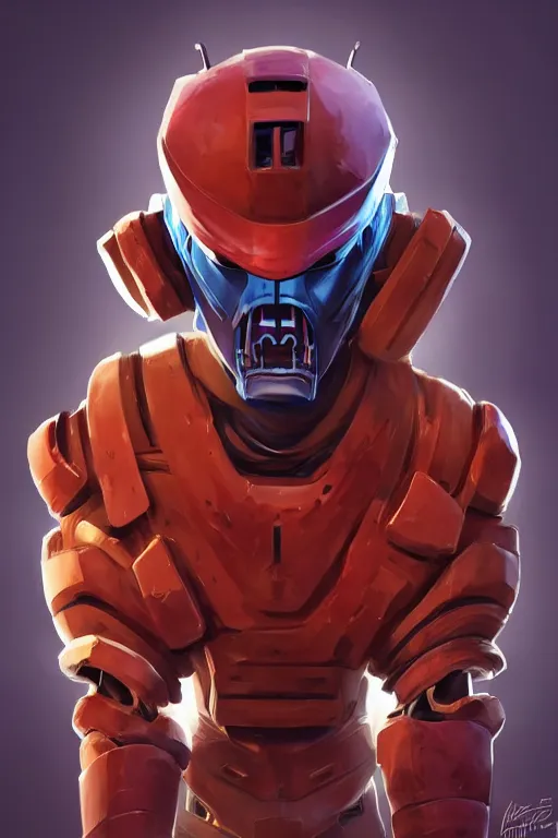 Image similar to epic mask helmet robot ninja portrait stylized as fornite style game design fanart by concept artist gervasio canda, behance hd by jesper ejsing, by rhads, makoto shinkai and lois van baarle, ilya kuvshinov, rossdraws global illumination radiating a glowing aura global illumination ray tracing hdr render in unreal engine 5