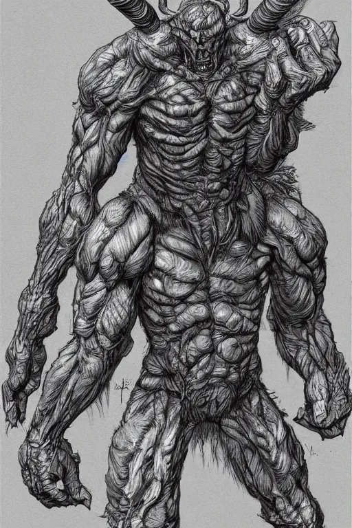 Image similar to humanoid hunched figure troll with 1 horn, ogre, fantasy, highly detailed, digital art, sharp focus, trending on art station, kentaro miura manga art style