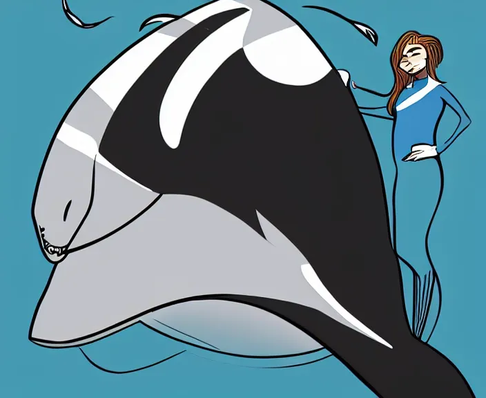 Image similar to Human-Orca Hybrid, Digital Art, Cartoon Style