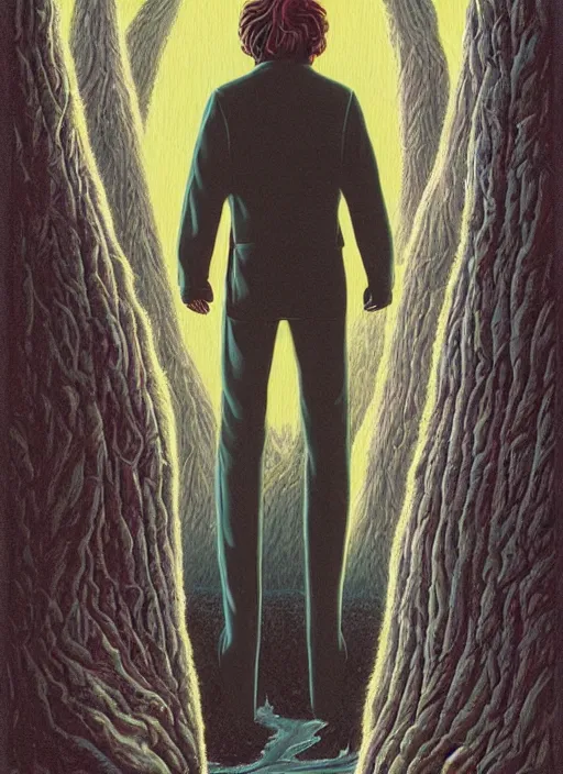Prompt: twin peaks movie poster art by michael whelan