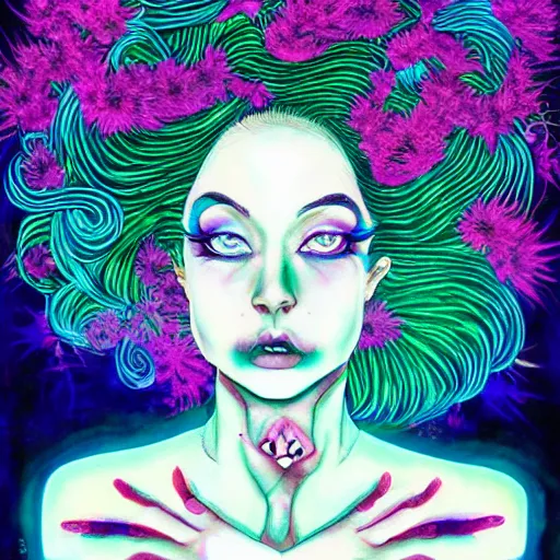 Prompt: a powerful psychic man emitting psychic powers, by harumi hironaka,