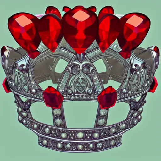 Prompt: a crown with 3 red gems on it, symmetrical, digital art