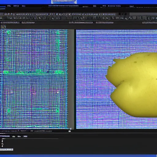 Image similar to stable diffusion running on a cybertronic potato