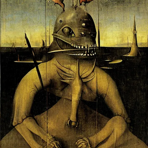 Image similar to basra monster by hieronymus bosch,